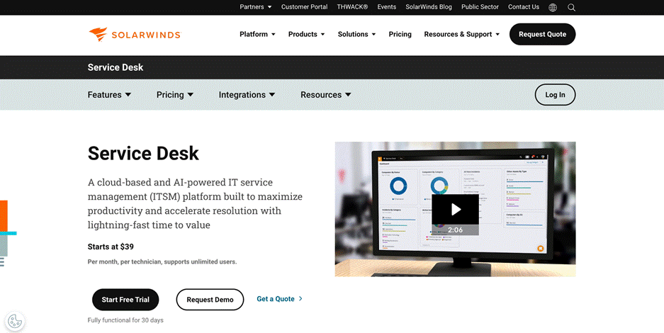 SolarWinds Service Desk